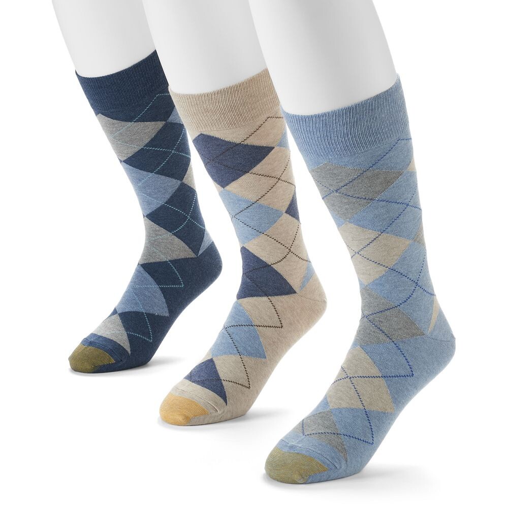 

Набор из трех мужских носков GOLDTOE Carlyle Argyle Crew, цвет Denim