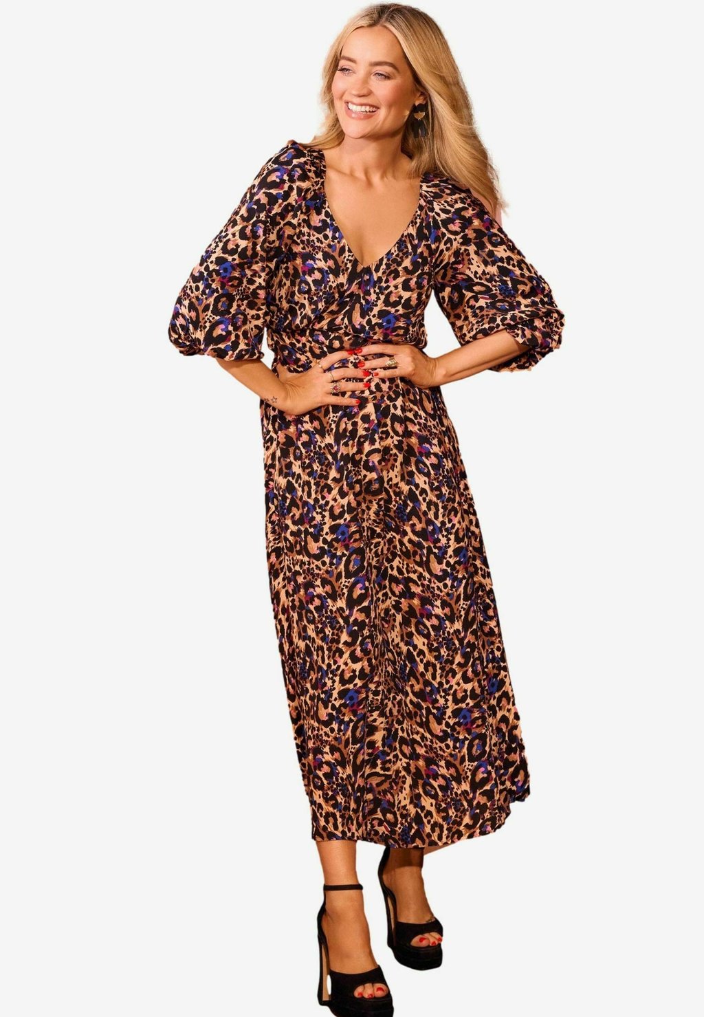 

Платье макси V-NECK PUFF SLEEVE Love & Roses, бежевый