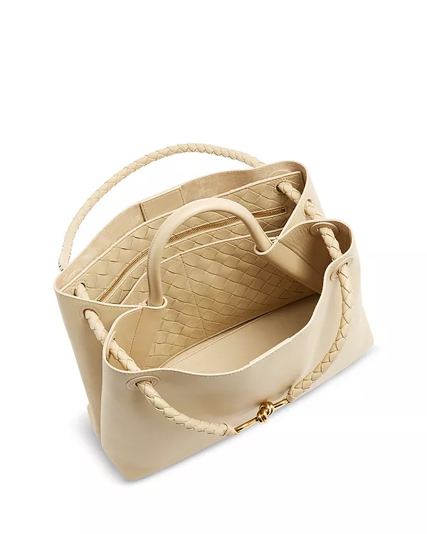 Средняя сумка Andiamo из кожи с верхней ручкой Bottega Veneta, бежевый — фото 3