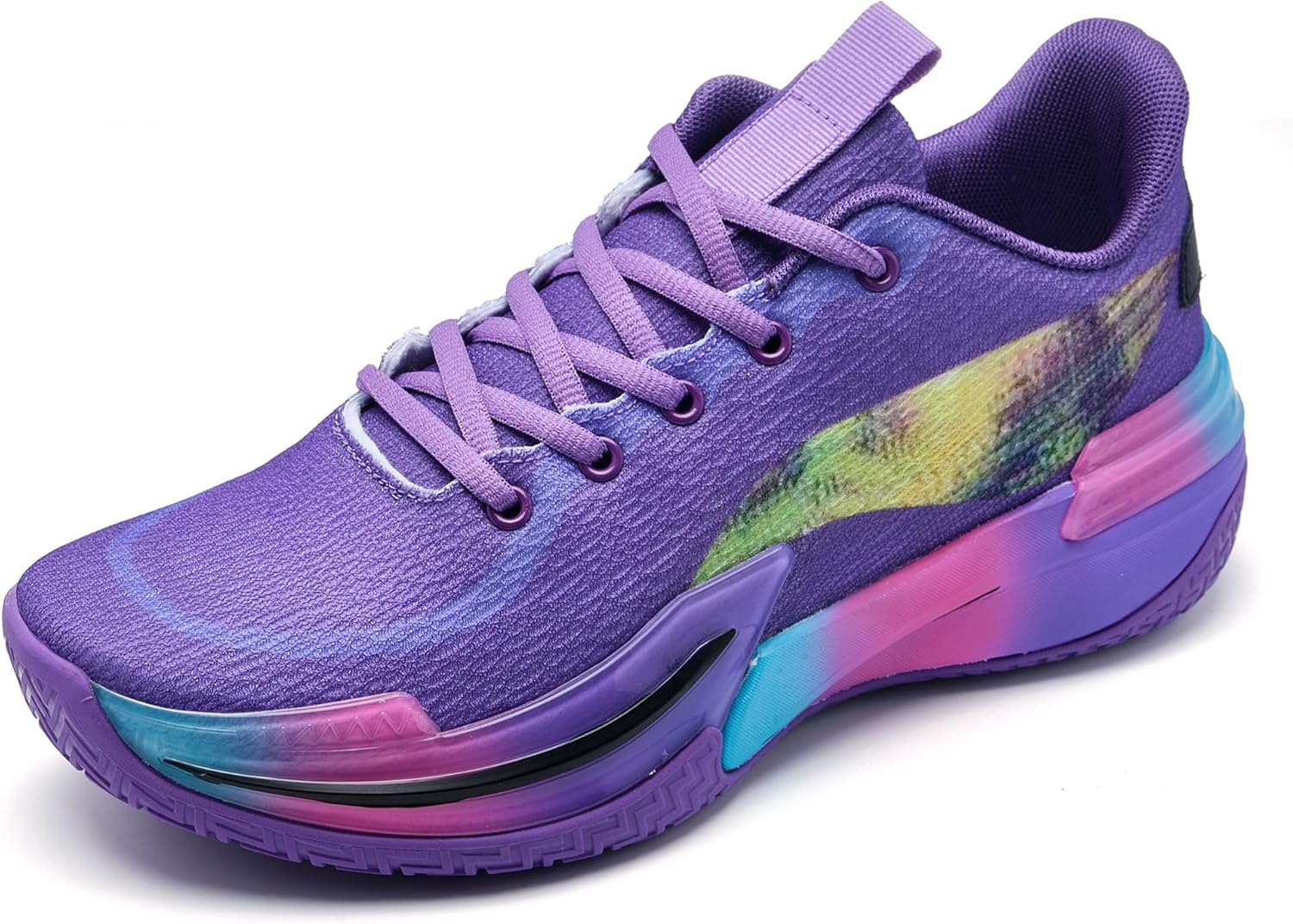 

Мужские кроссовки Graffiti для баскетбола с высокими берцами, спортивная обувь с противоскользящей резиновой подошвой для спорта в помещении и на улице, для бега и тренировок, уличная одежда Kniaiwx, пурпурный