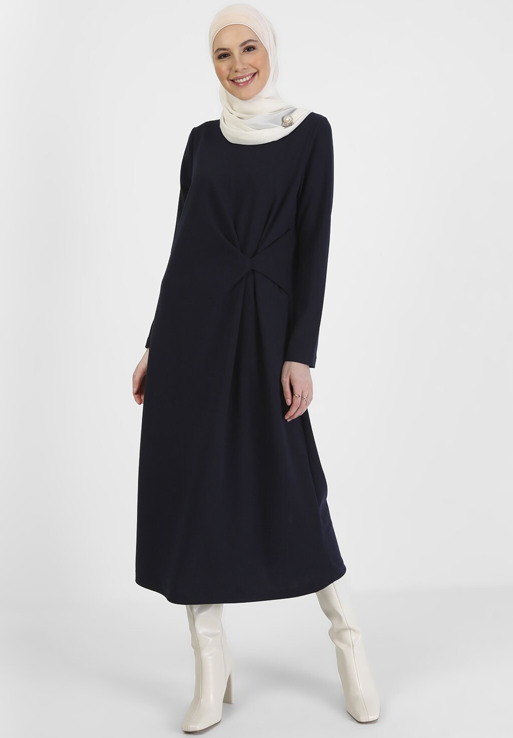 

Дневное платье CREW NECK MODEST REFKA Modanisa, синий
