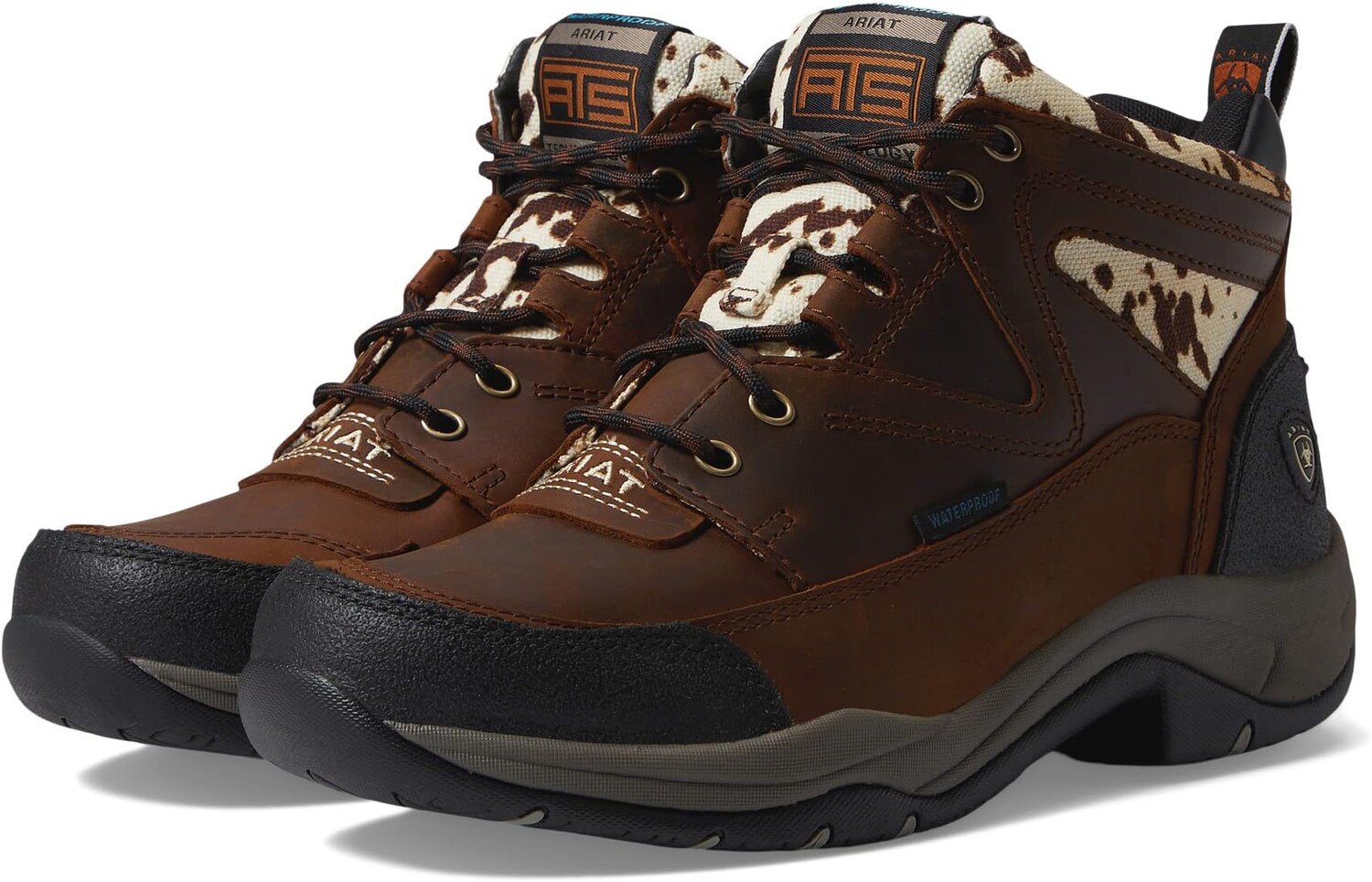 

Походная обувь водонепроницаемая Terrain Waterproof Boot Ariat, цвет Distressed Brown/Speckled Cow Print