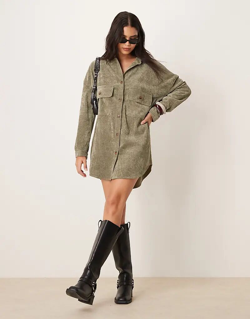 

Платье-рубашка свободного кроя цвета хаки ASOS DESIGN