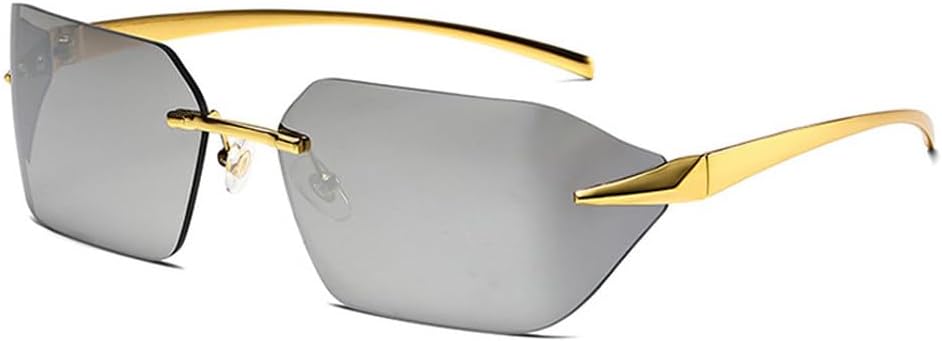 

Безрамочные солнцезащитные очки для мужчин и женщин, роскошные черные очки без оправы, модные женские металлические солнцезащитные очки UV400 для мужчин TKKTLLT, Gold-silvermirror