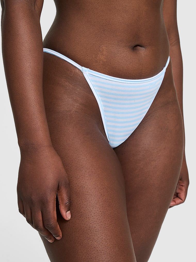 

Трусики-Бикини из хлопковых стрингов Pink, smooth blue white stripe print