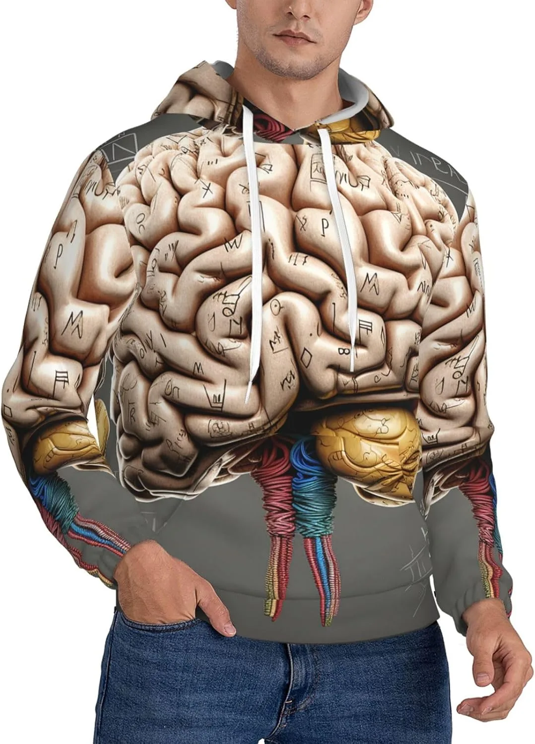 

Мужской пуловер худи Human Brain с карманом SDTYKHJ