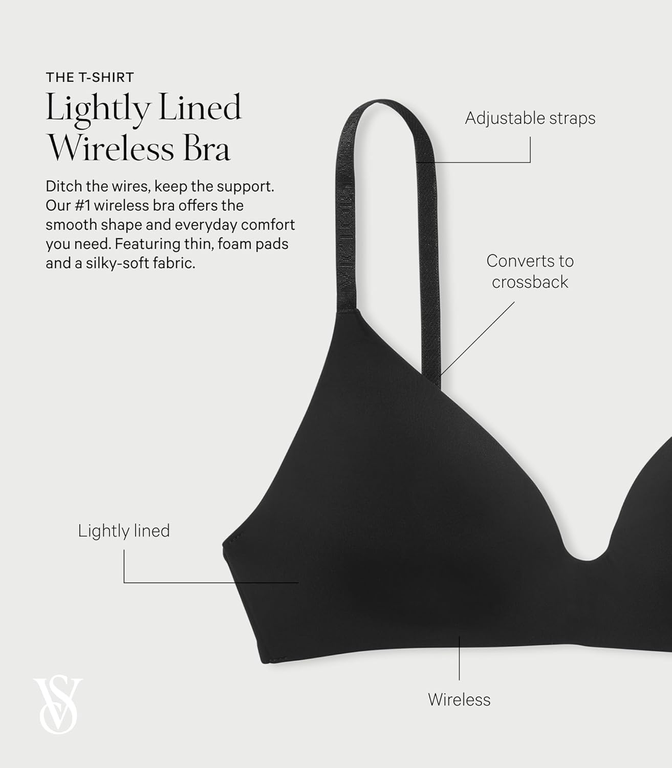Бюстгальтер Victoria's Women's Lightly Lined Wireless T-Shirt, без косточек, с легкой подкладкой (размеры 32A-38DDD) Victoria's Secret, Black — фото 4
