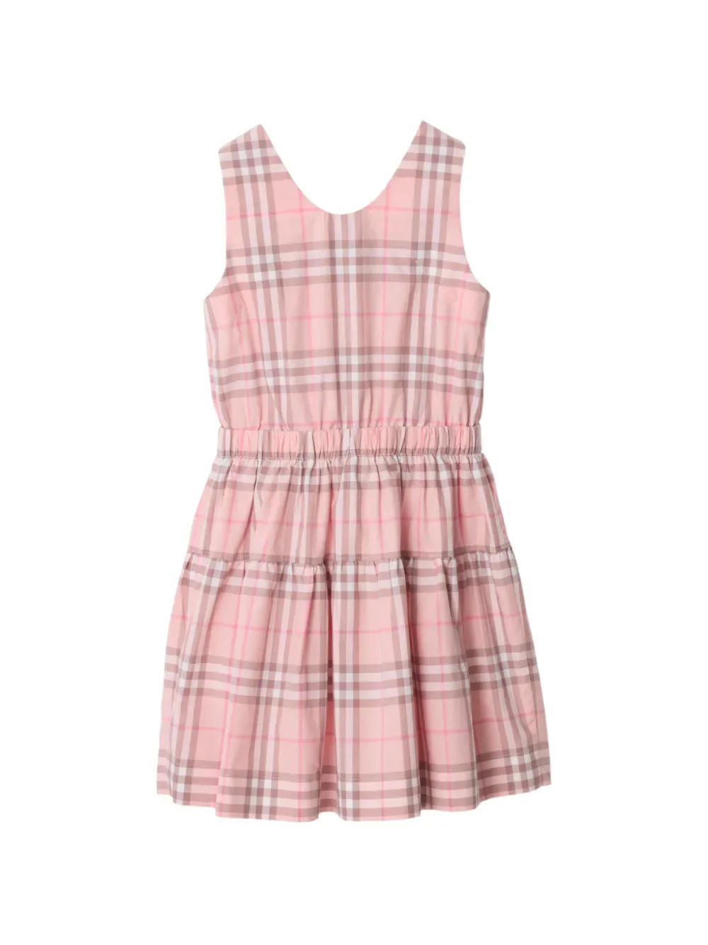 Платье в клетку из хлопка BURBERRY KIDS, розовый — фото 2
