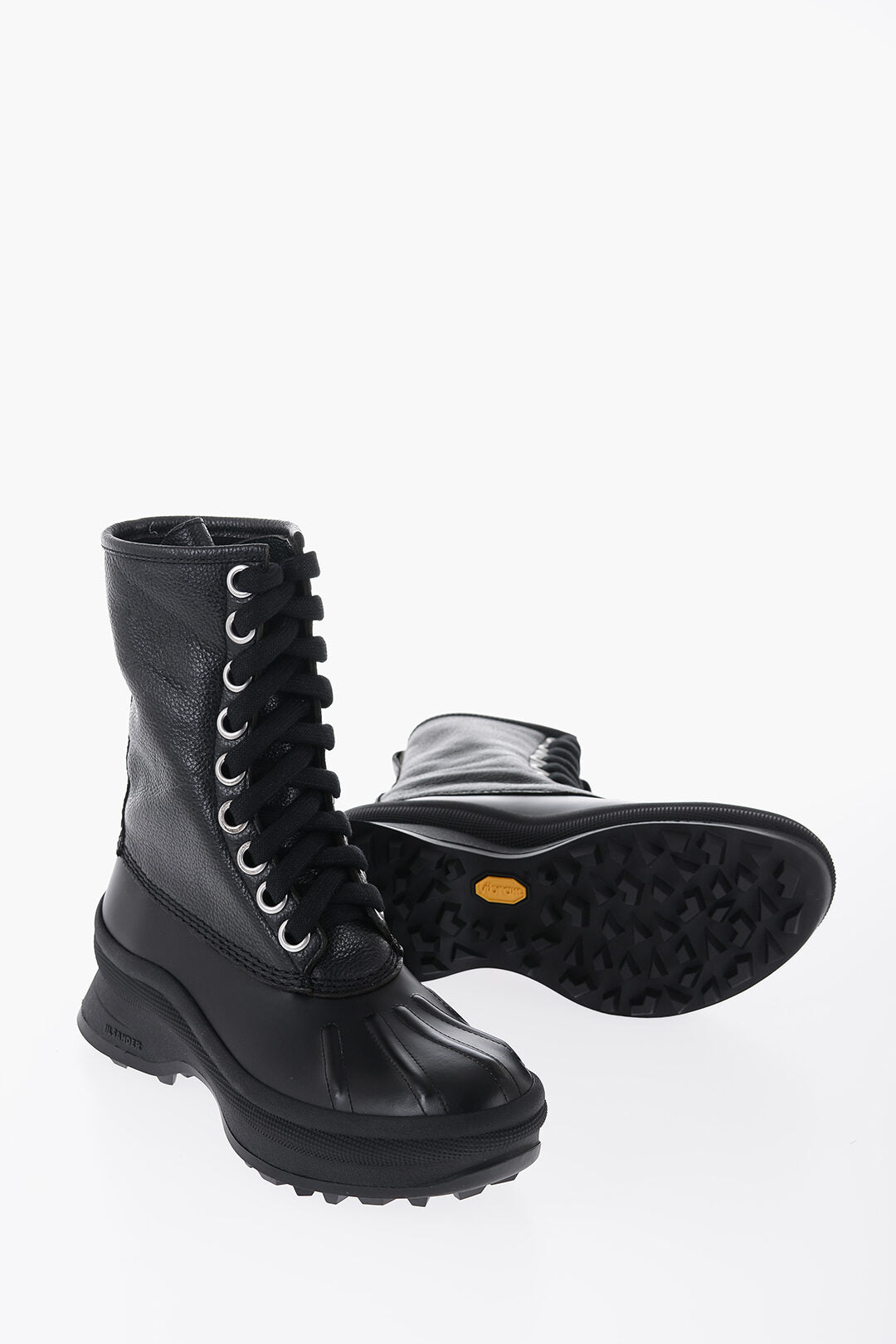 

Кожаные армейские ботинки Jil Sander с подошвой Vibram, черный
