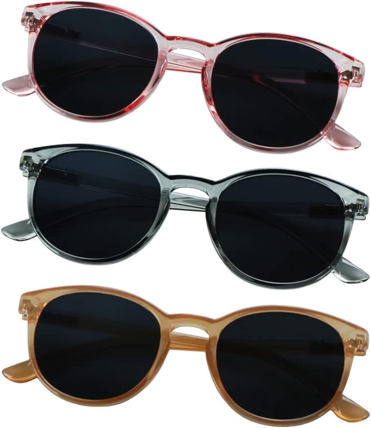 

Солнцезащитные очки YEIN, комплект из 3 пар, для мужчин и женщин, с защитой от УФ-излучения, винтажная квадратная полноразмерная оправа, Muse_clear Pink+clear Gray+champagne