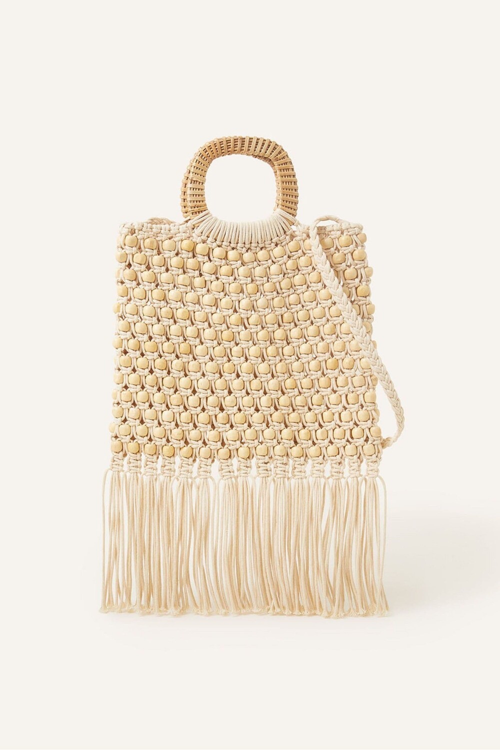 

Кремовая сумочка с бахромой и бусинами Accessorize, бежевый