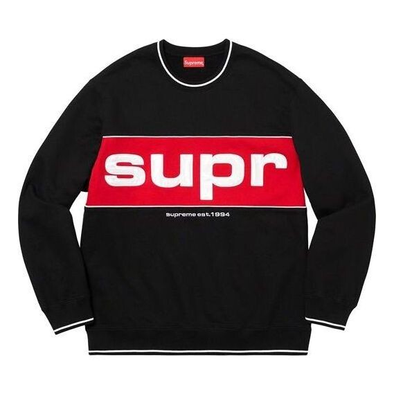 

Толстовка piping crewneck 'black' Supreme, черный