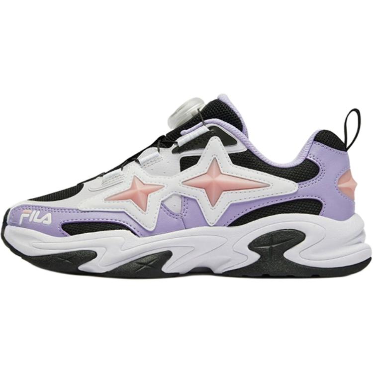 Fila Kids Детские беговые кроссовки BOA с противоскользящим износостойким покрытием, низкие, черные с фиолетовыми элементами — фото 3