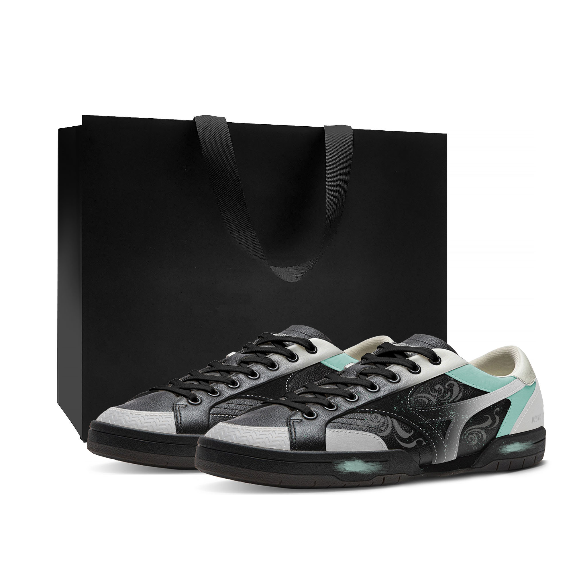 

Mizuno CT CLUB устойчивые к истиранию и скольжению низкие кроссовки для скейтбординга Unisex черно-белые с голубым