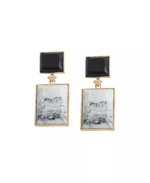 

Женские серьги-подвески с черными камнями Sohi, black