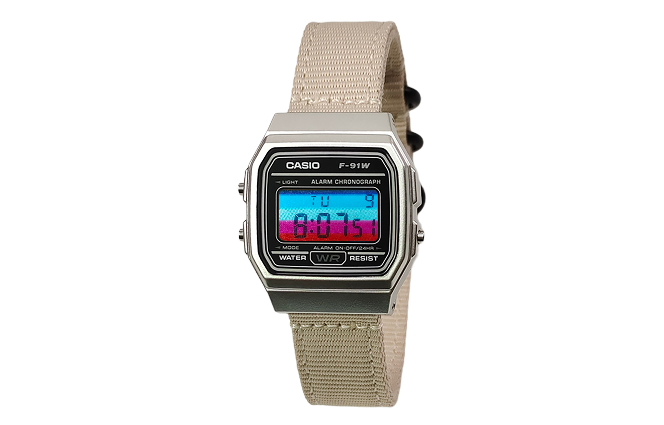 

CASIO Мужские часы Retrofit Series с кварцевым механизмом и нейлоновым ремешком, черный циферблат