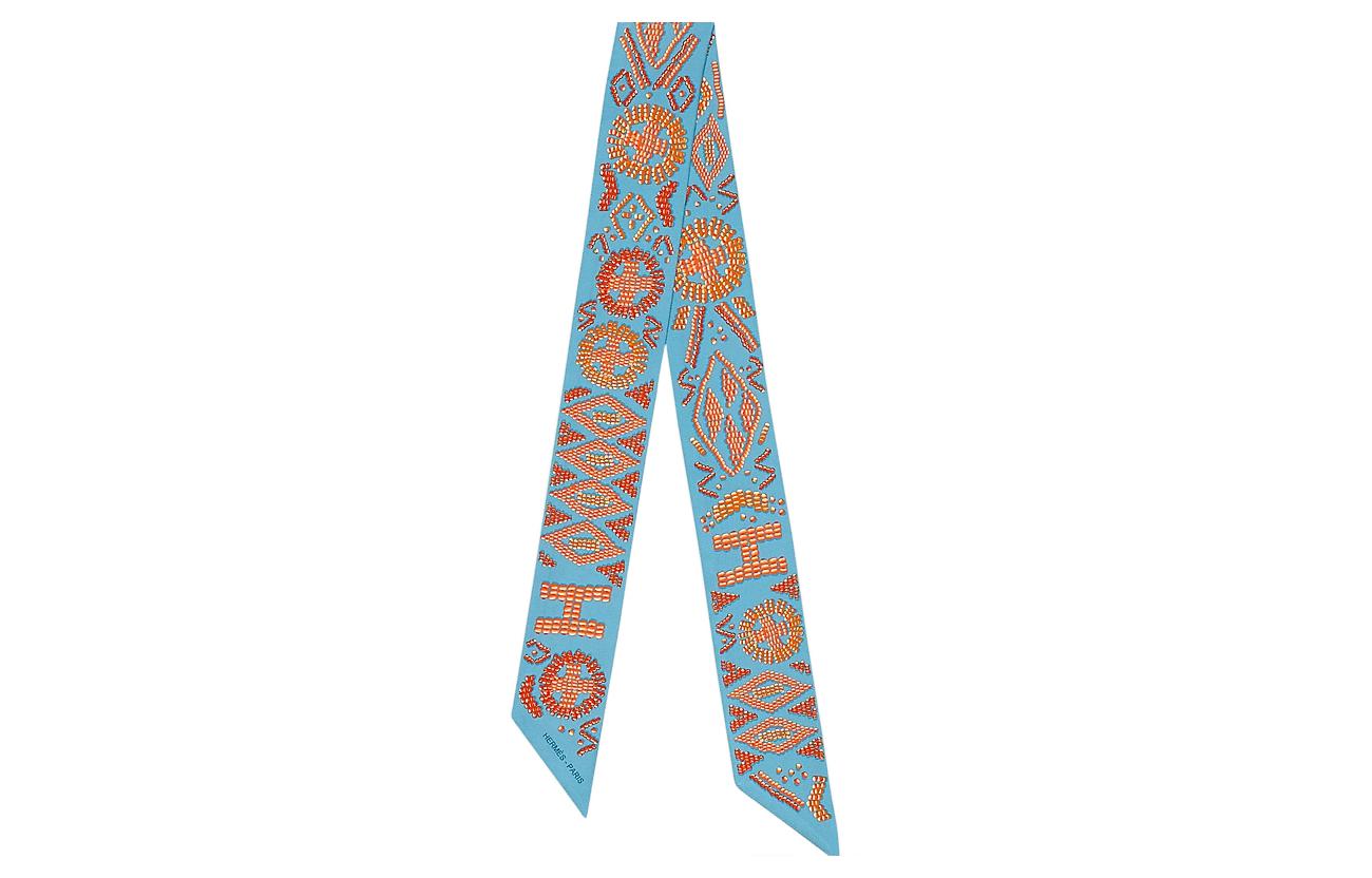 

HERMES Шёлковый шарф Твилли женский синий, Blue