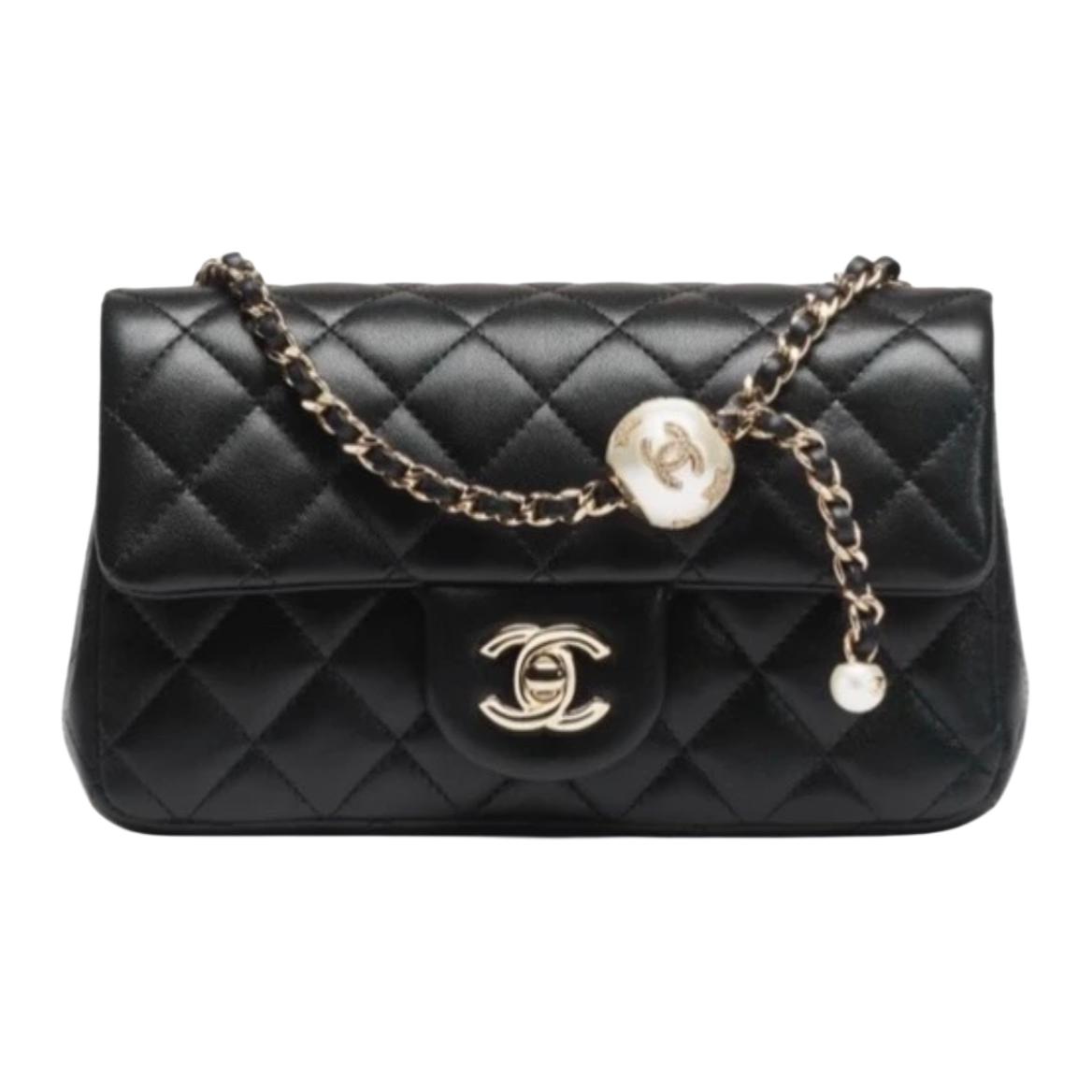 

CHANEL Мини-сумка через плечо из кожи ягненка, женская, черная