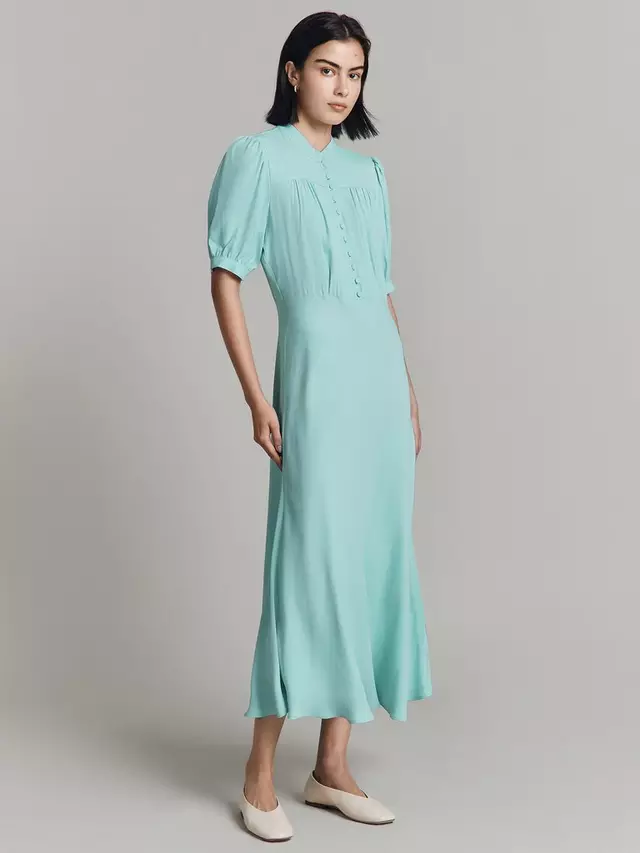 

Платье Ghost Adele Puff Sleeve Crepe Midaxi, цвет light/blue