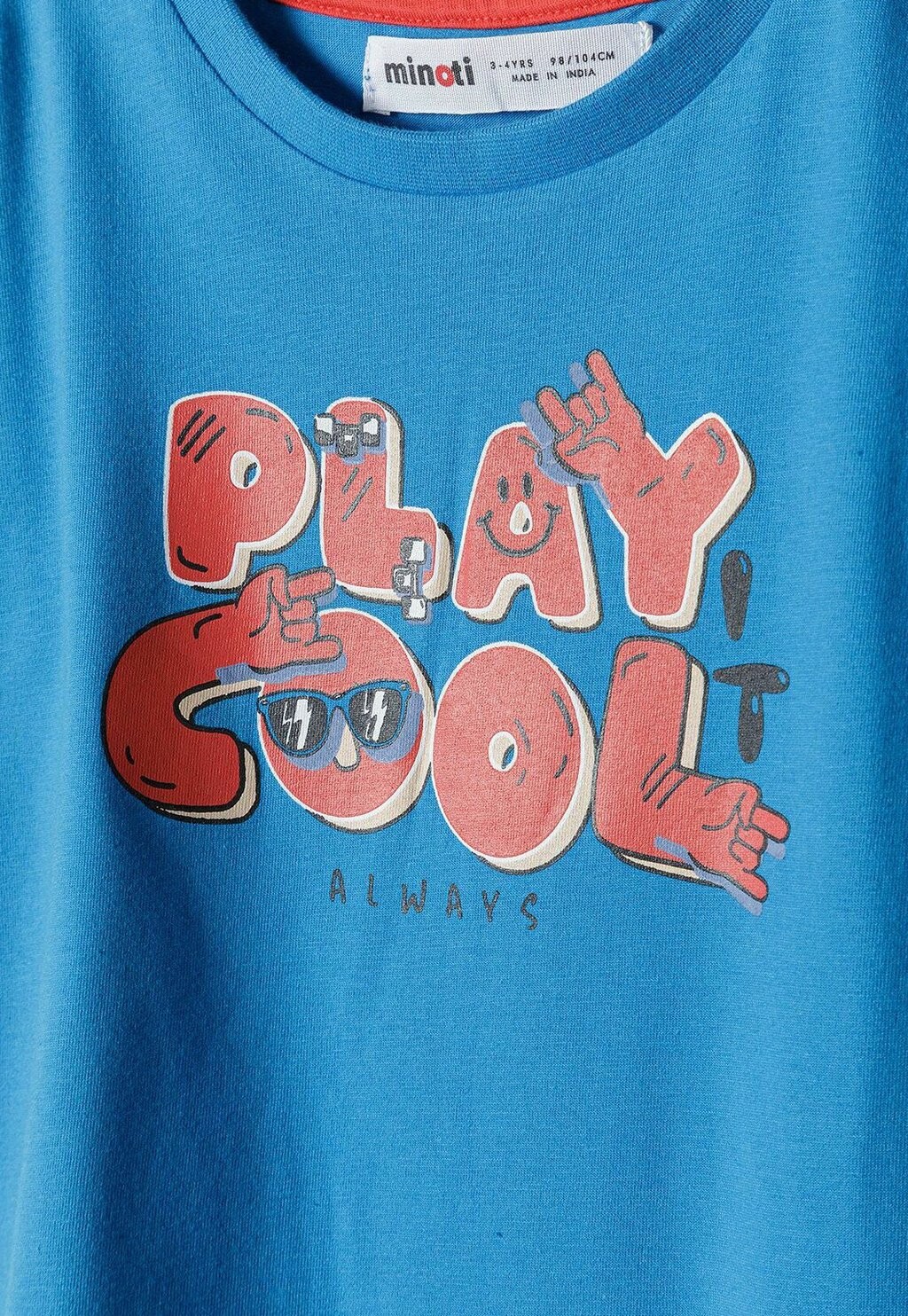 Футболка с принтом SHORT SLEEVE WITH PRINT MINOTI, цвет blue — фото 3