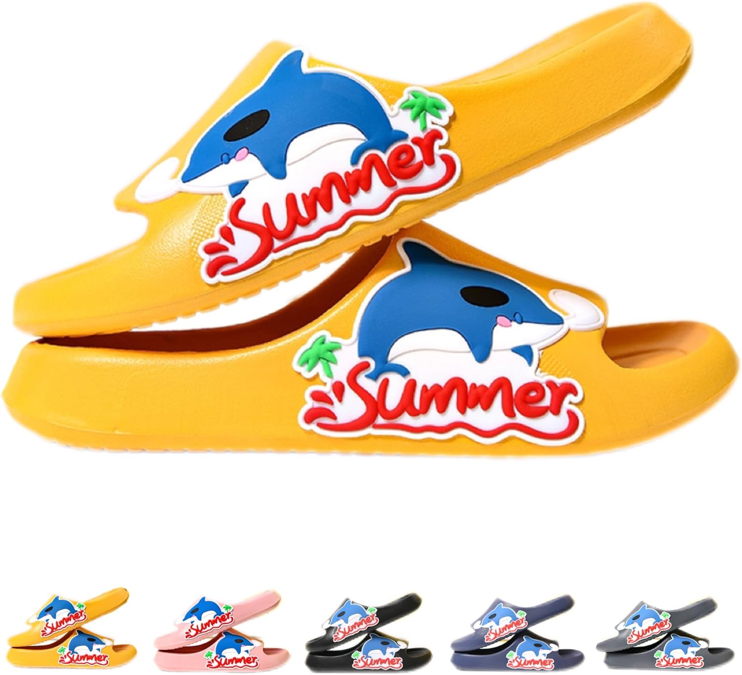 

Тапочки NTRUEML Dolphin для ванной комнаты, женские летние милые мультяшные для дома с мягкой подошвой, океанские, мужские и женские, новые тапочки, желтый
