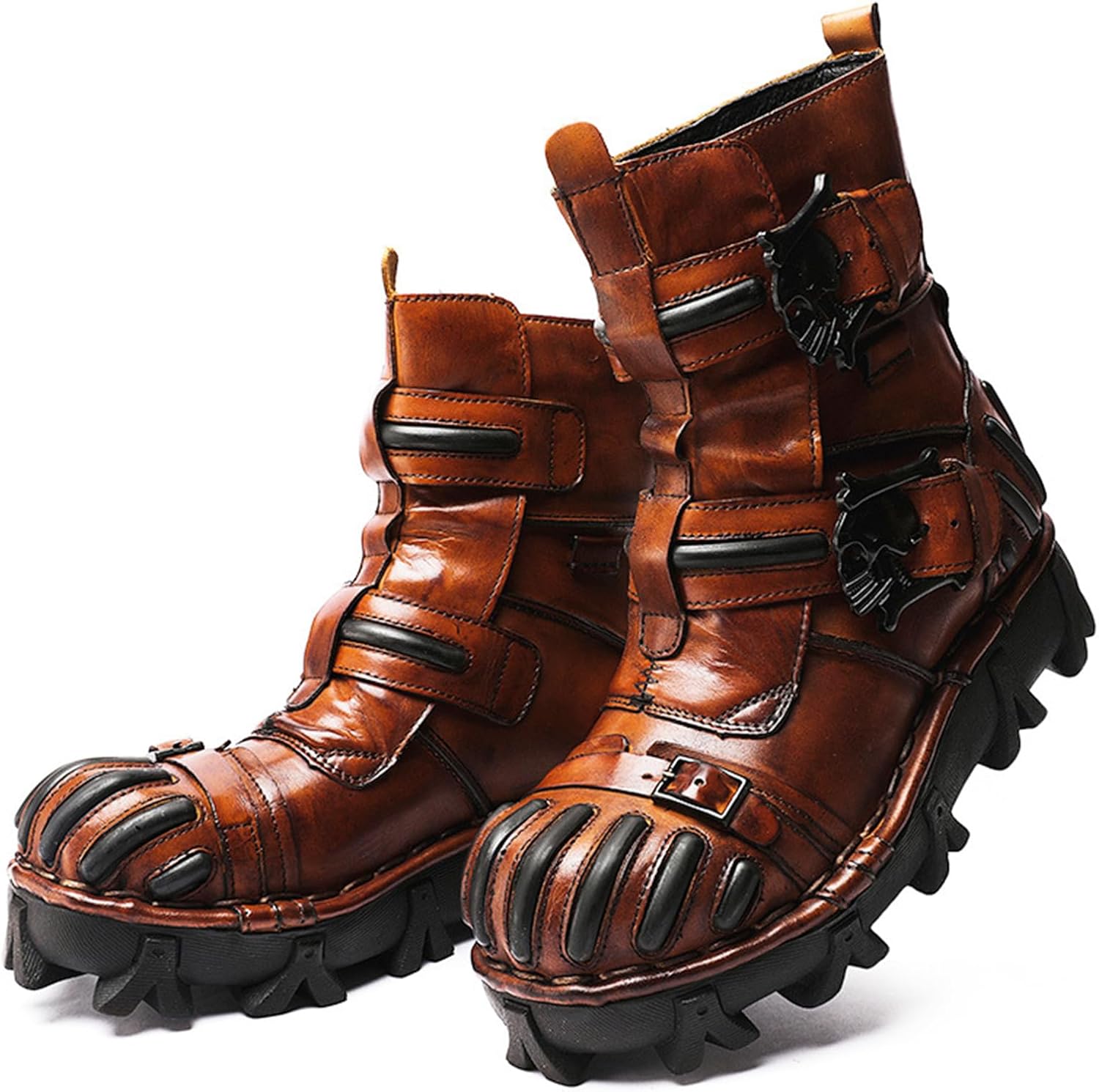 

Мужские мотоциклетные сапоги AACHEN из кашемира с персонализацией, модные панк-сапоги из натуральной кожи с черепом, крестовой шнуровкой, винтажные ручной работы короткие сапоги, размер 11.5, белые