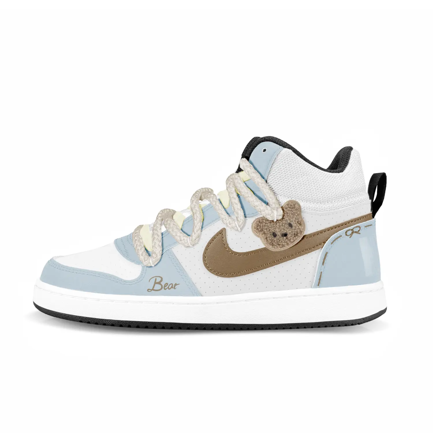 

Nike Court Borough Dusty Blue Bear противоскользящие мид-топ скейтборд кроссовки Blue Unisex