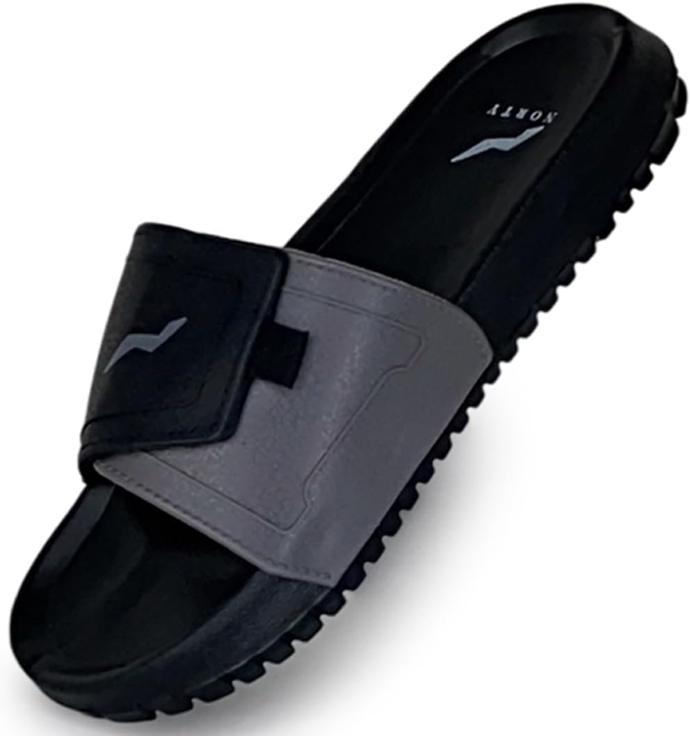 

Мужские сланцы NORTY, спортивные сандалии с открытым носком, на легкой шлепанцевой подошве для дома и улицы, размер тянет на один меньше, черный/серый