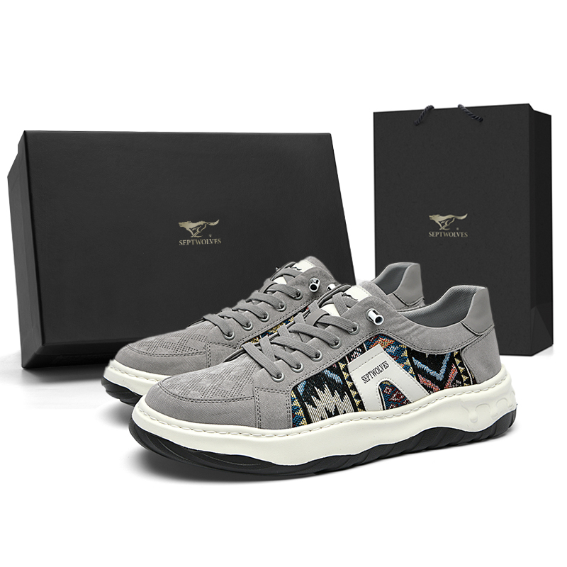 

SEPTWOLVES Низкие скейтерские кроссовки мужские серые, цвет Gray (Standard Leather Shoe Size)