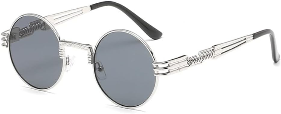 

Модные ретро-солнцезащитные очки в стиле стимпанк с круглыми металлическими дужками для мужчин и женщин, цветные, с защитой от УФ-излучения UV400 MUTYNE, N6 Silver Grey