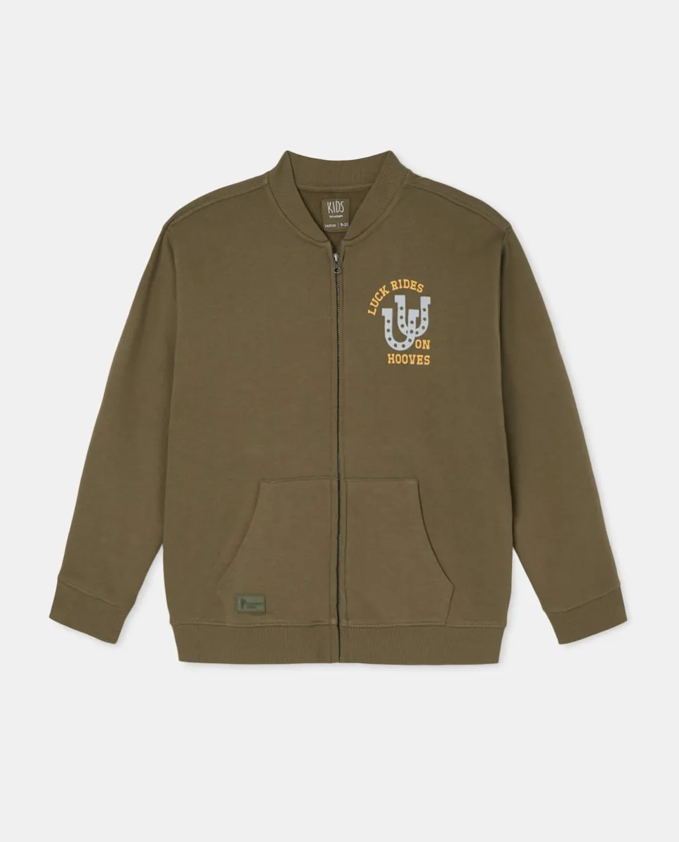 

Открытая толстовка без капюшона с детским принтом в стиле бомбер Kids El Corte Inglés, зеленый