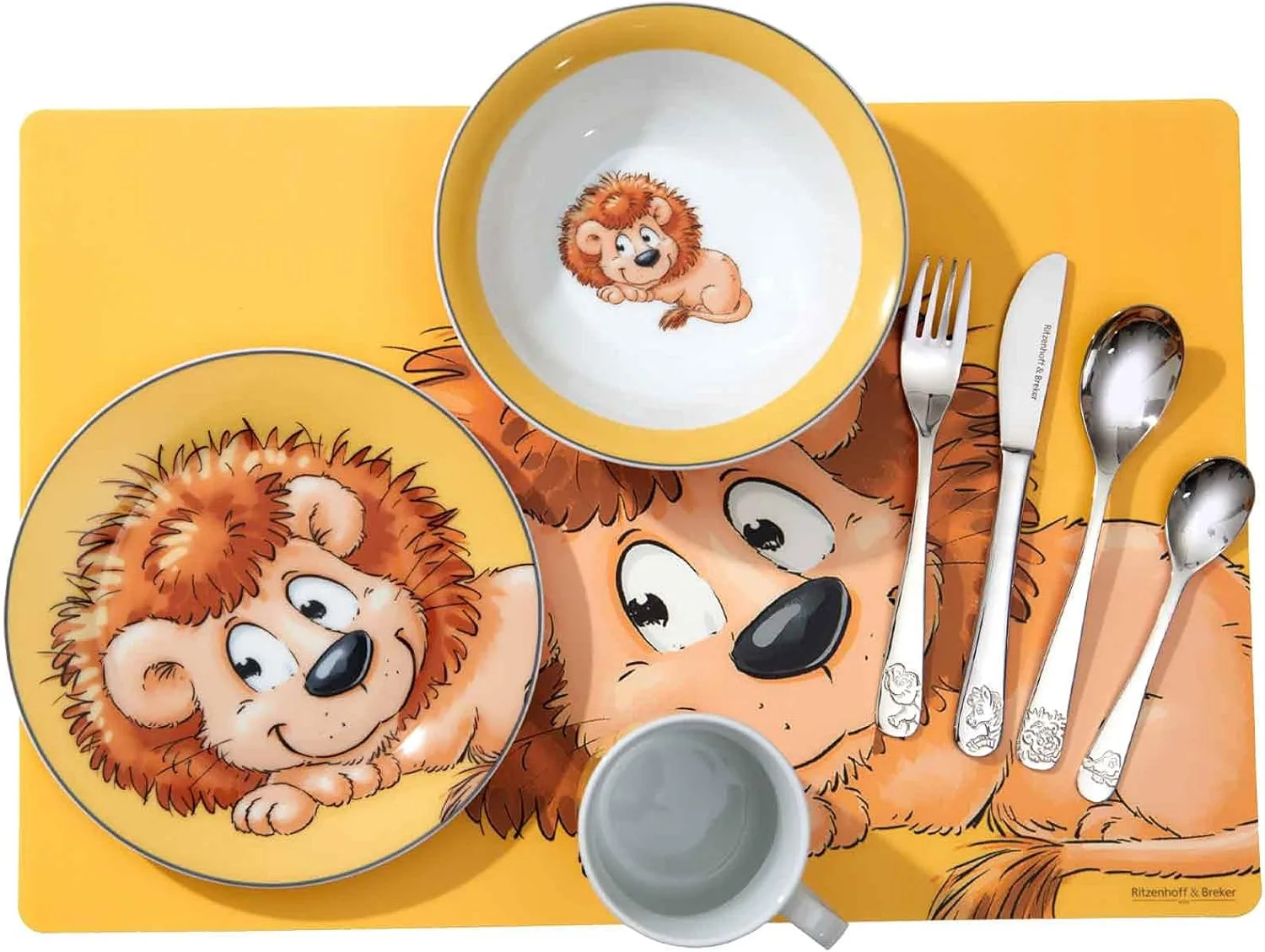 Детская кружка Ritzenhoff & Breker Happy Zoo Lion 270 мл с ручкой и животным принтом, фарфор, желтая — фото 3