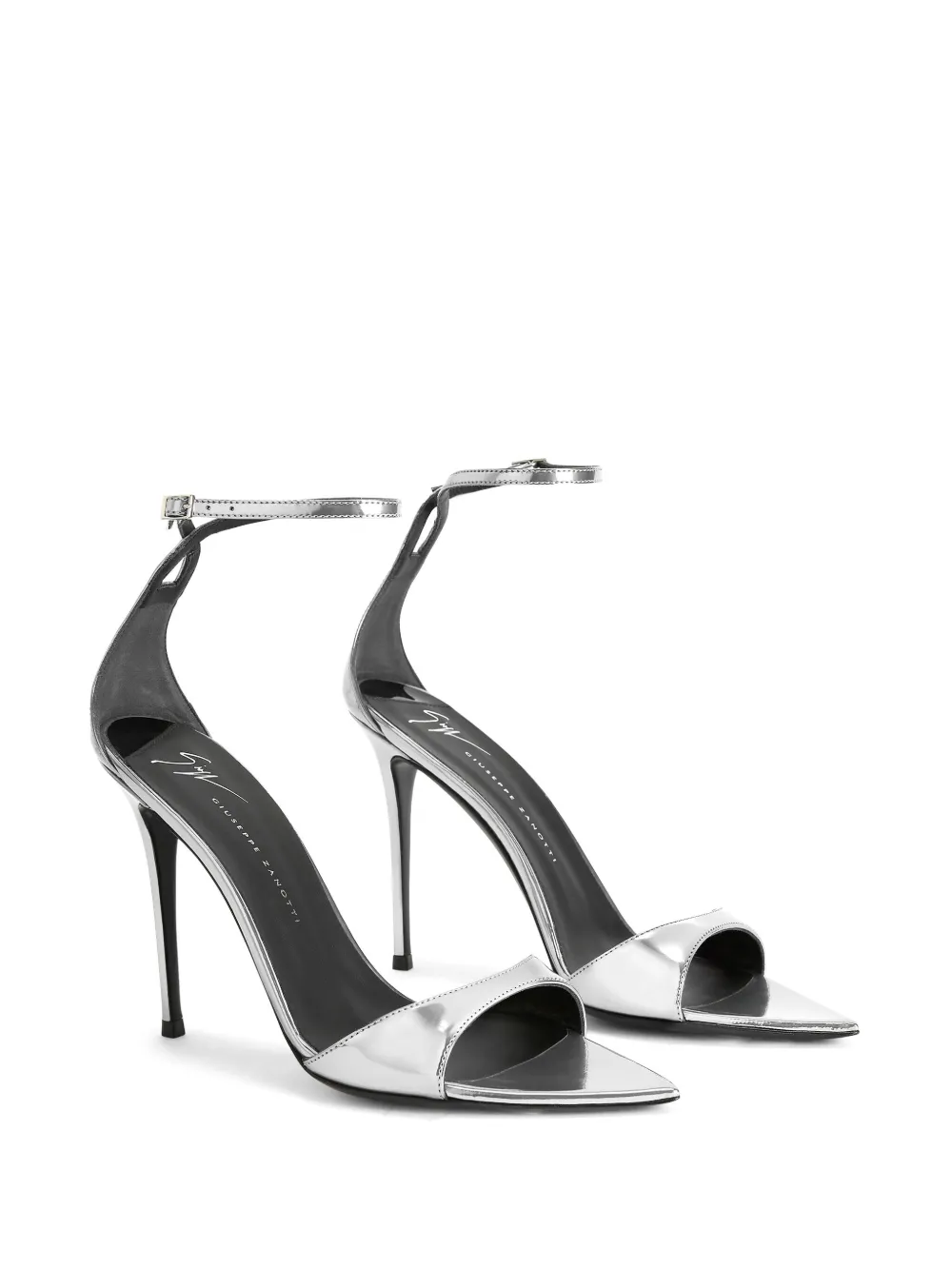 Босоножки Intriigo 90 с эффектом металлик Giuseppe Zanotti, серебяный — фото 2