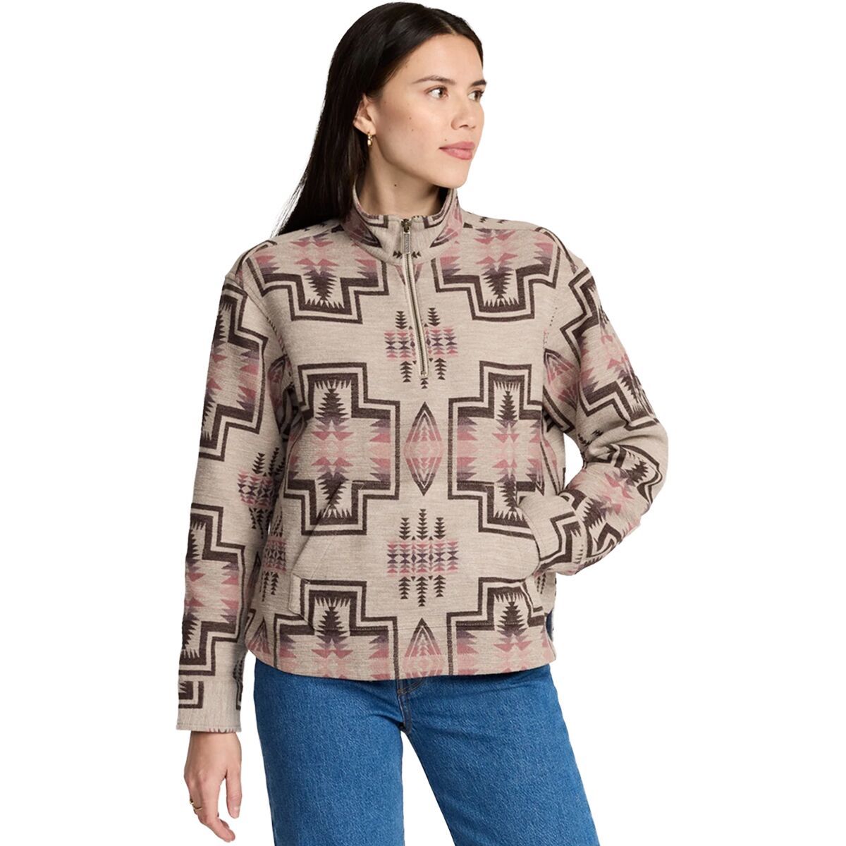 

Пуловер с молнией до половины Pendleton, коричневый