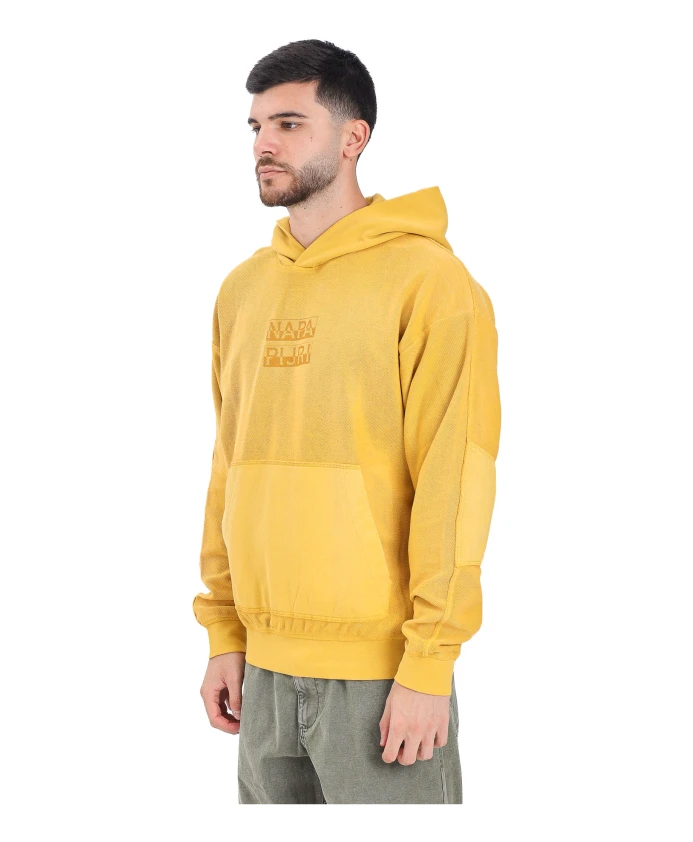 

Желтая толстовка с капюшоном из французского махрового трикотажа. Napapijri, желтый