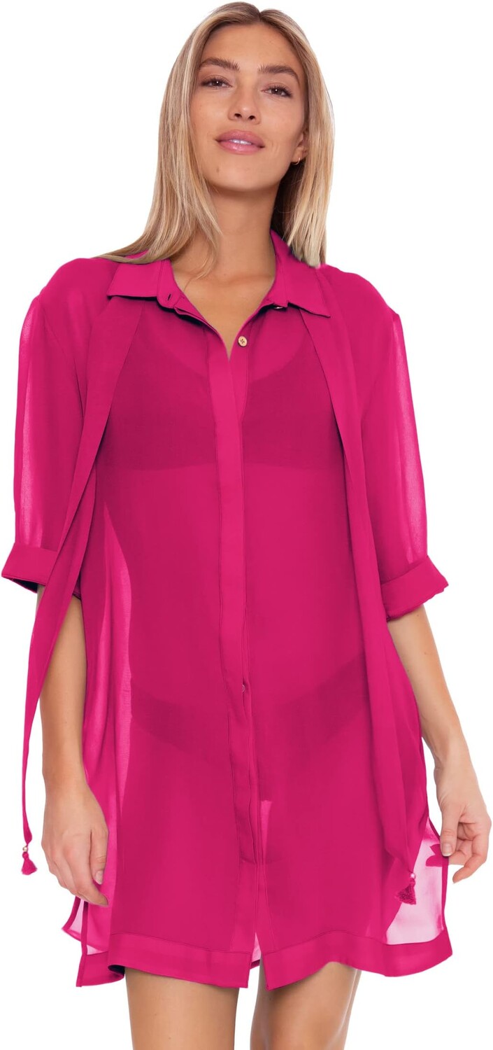 

Купальник Trina Turk Sicily Scarf Collar Button-Up, розовый