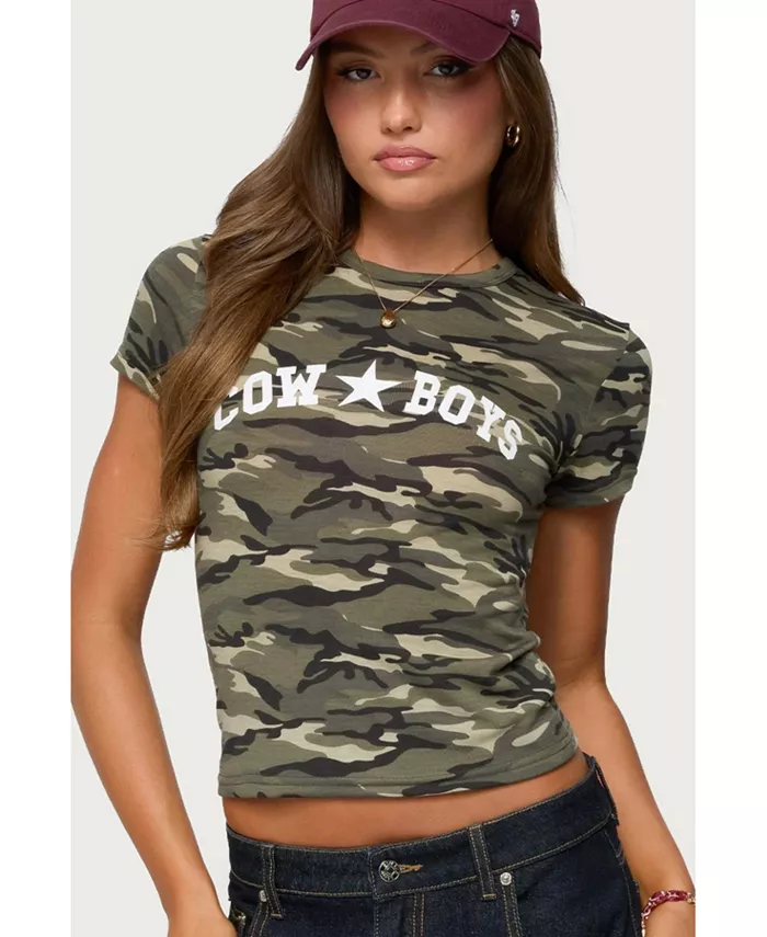

Женская футболка Nika Camo Cowboys Edikted, зеленый