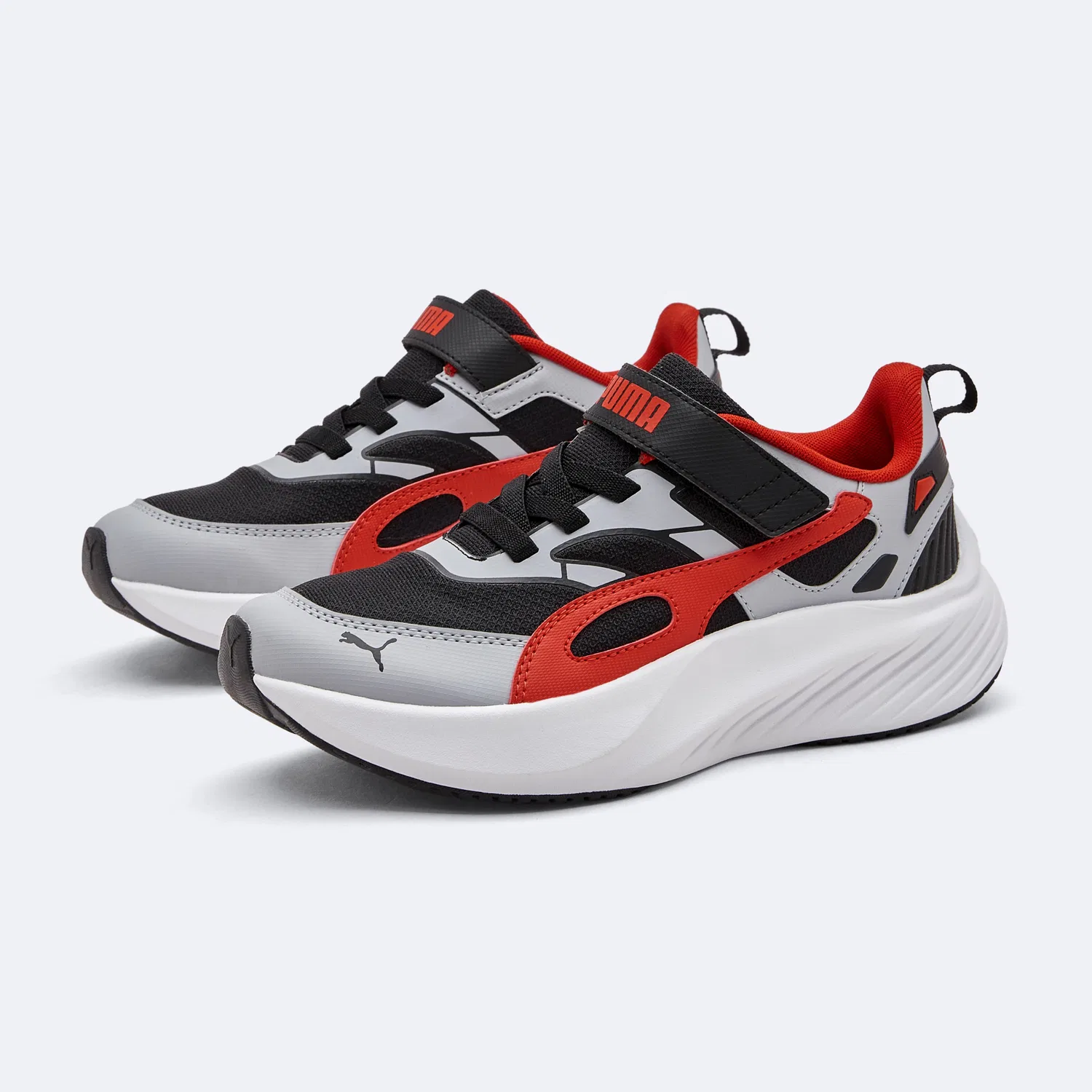 Детские кроссовки для бега PUMA Pounce Lite CM AC+ Light Gray-Red-Black — фото 3