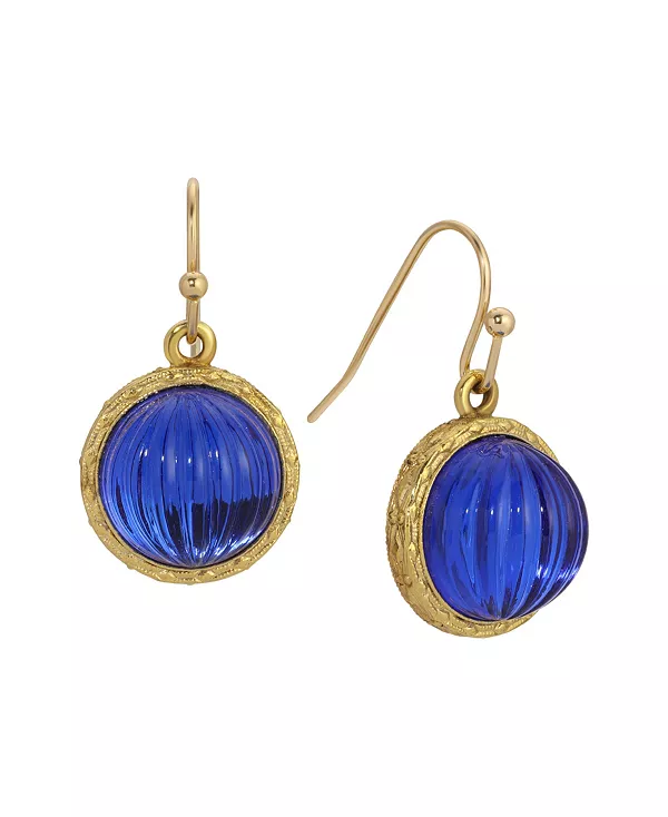 

Круглые серьги из синей ребристой каменной проволоки 2028, blue