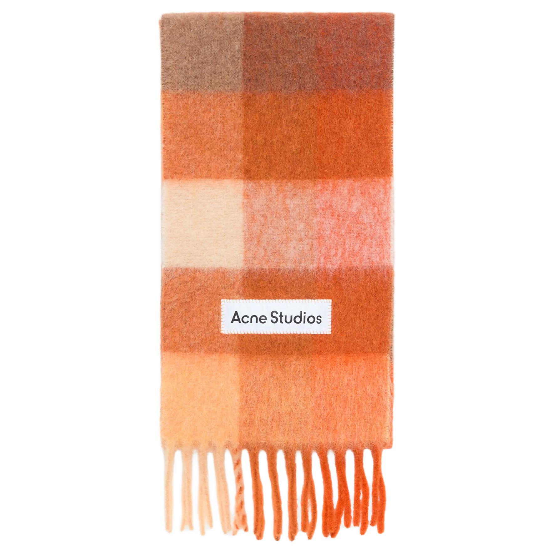 

Клетчатый шарф с бахромой Acne Studios, bright оранжевый/белый/априкот