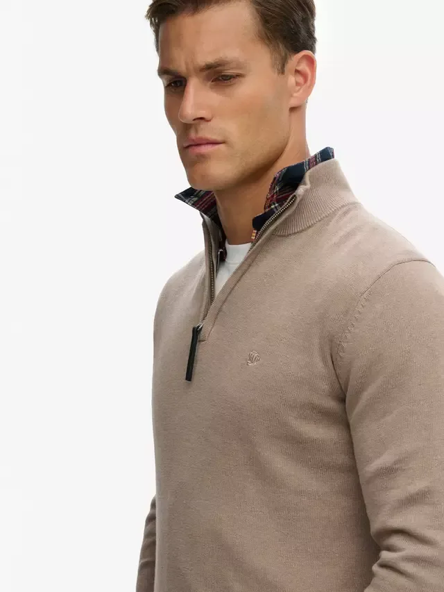 Свитер Essentials с застежкой-молнией до середины груди, цвет Husk Brown Marl Superdry — фото 4