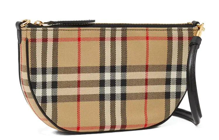 Женская сумка-полумесяц Burberry Olympia из канваса с кожаной отделкой — фото 3