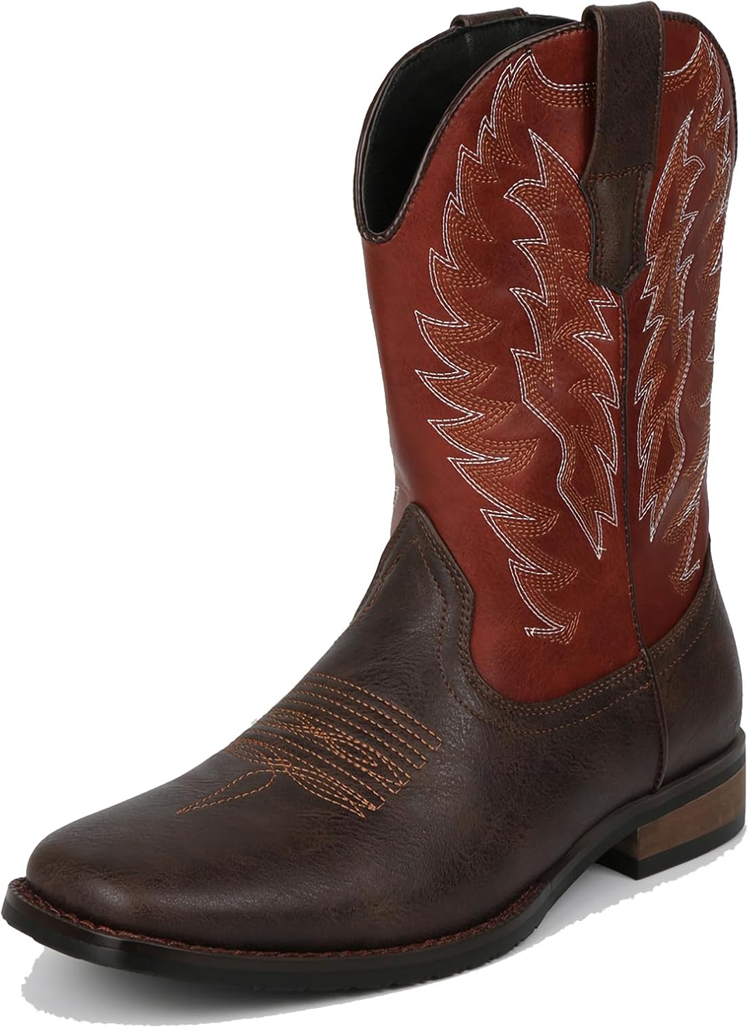 

Мужские ковбойские сапоги на натяг черного цвета с квадратным носком, массивным каблуком, прочные, ретро, средней высоты, с классической вышивкой, сапоги рыцаря Generic