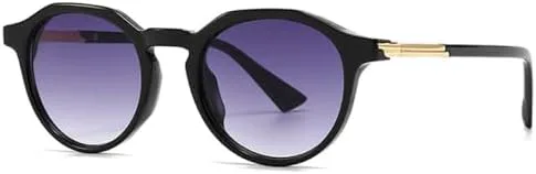 

Круглые солнцезащитные очки 2027 года для женщин с градиентным покрытием, защита от УФ-излучения UV400, ретро-очки для мужчин, модные панк-очки MTZJH, Black Purple