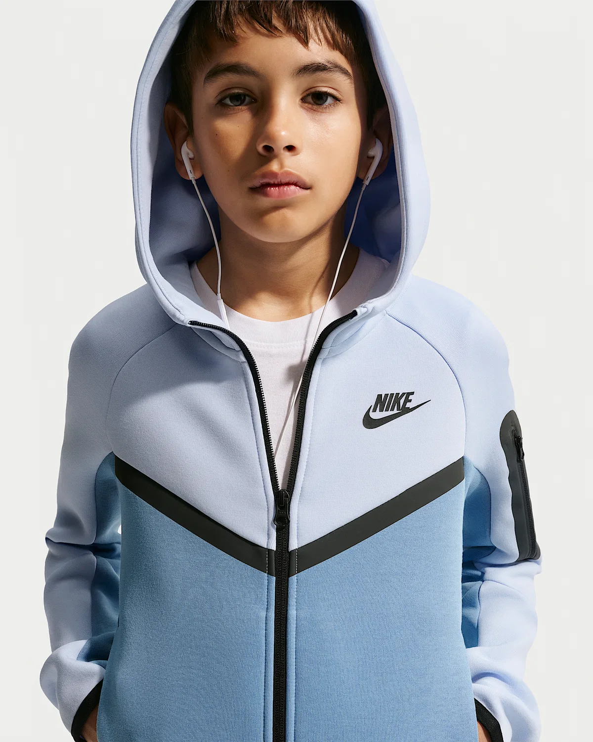 Детская худи Nike Sportswear Tech Fleece на молнии, Hydrogen Blue/Work Blue/Black/Black — фото 3