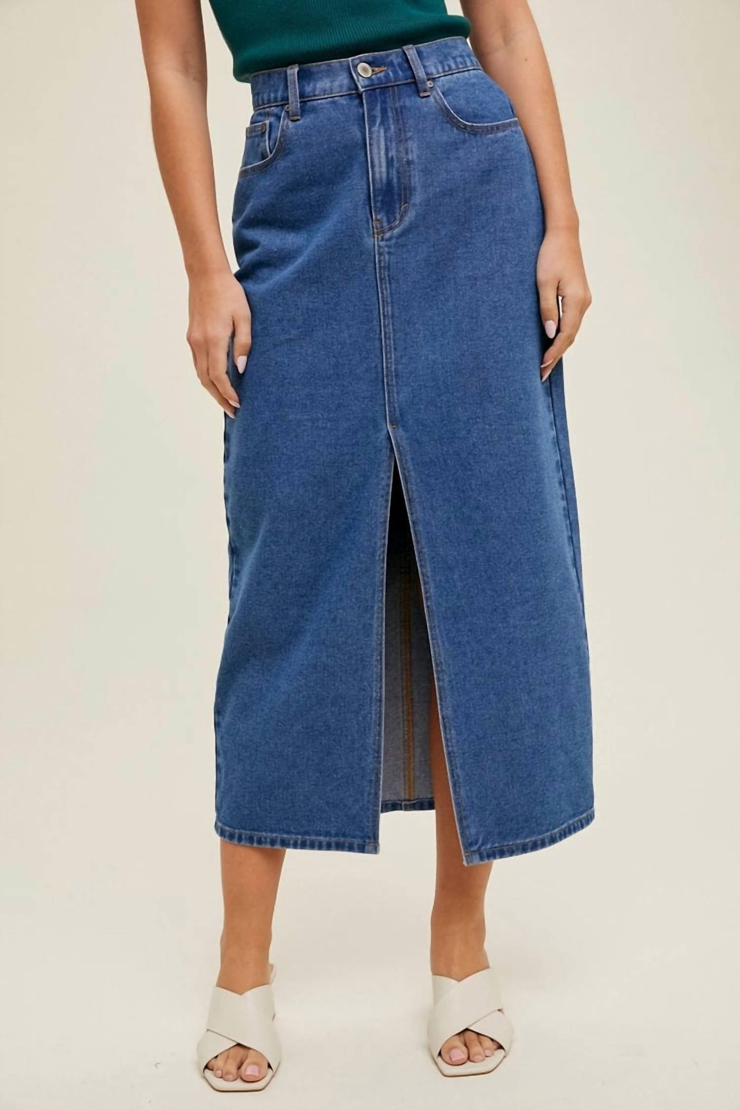 

Юбка-миди из денима For Days в темном цвете WISHLIST, цвет dark wash