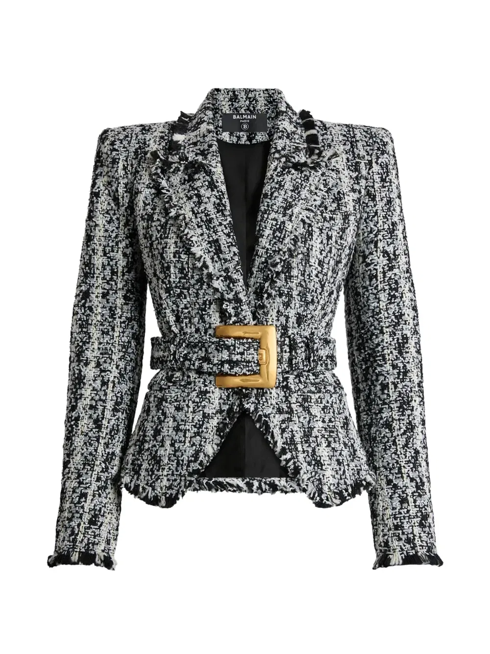 Твидовый жакет в двух тонах BALMAIN, черный
