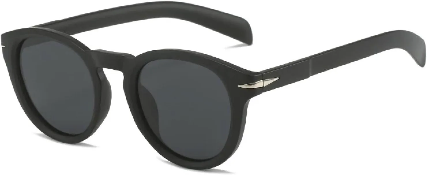 

Мужские солнцезащитные очки в стиле ретро, ​​круглые, с защитой от УФ-излучения UV400, модные, сине-зеленые, женские с заклепками HHZZYVY, Matte Black Grey