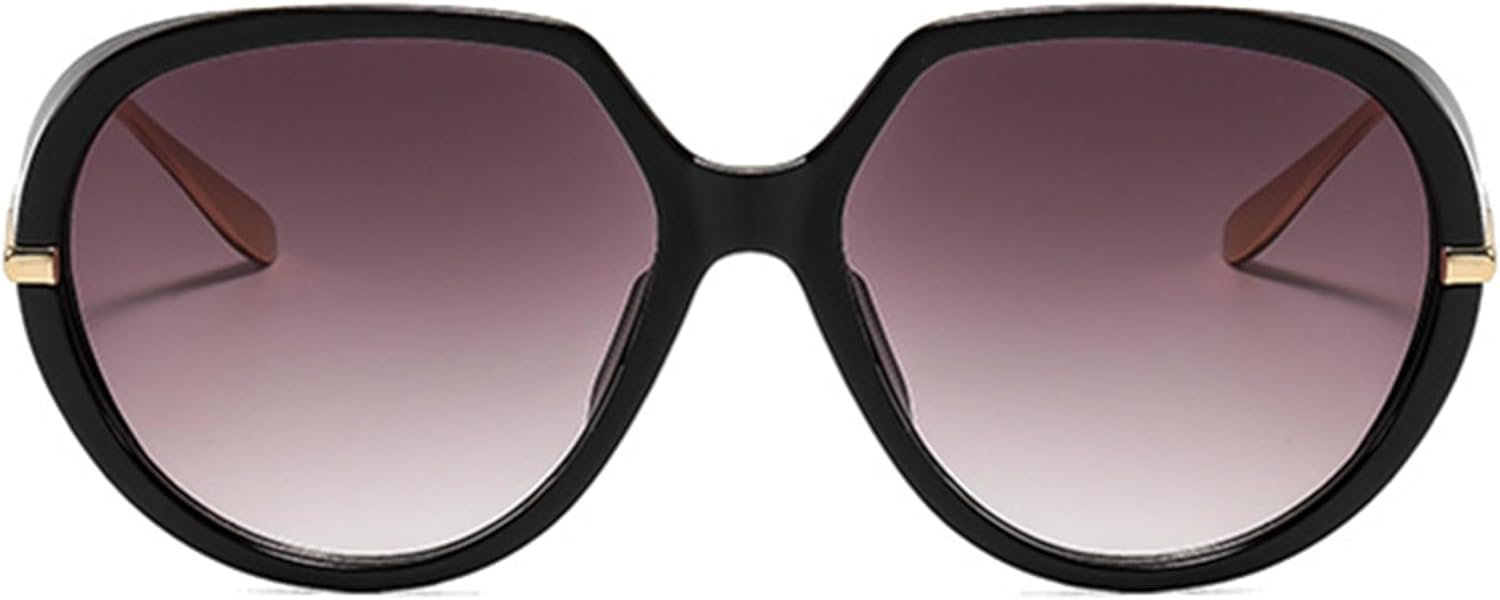 

bullabulling Большие солнцезащитные очки-пилот для женщин, модные солнцезащитные очки в крупной оправе, маска-маска, модные овальные очки в металлической оправе, Black Tea