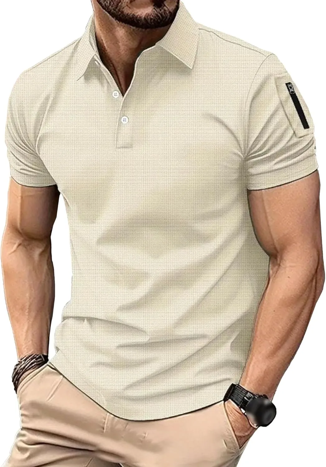 

Мужская повседневная футболка-поло с планкой на пуговицах Aosufei